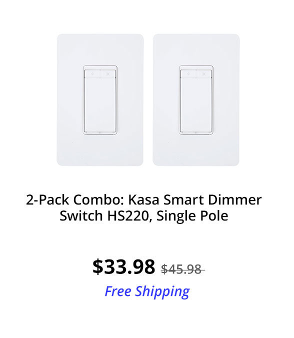 2 x Kasa Smart Dimmer Switch HS220 Single Pole Needs Neutral Wire 2.4GHz Wi-Fi Light Switch Works with Alexa and Google Home UL Certified No Hub Required