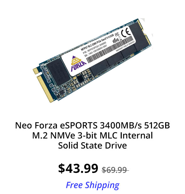 Neo Forza eSPORTS 3400MB/s 512GB M.2 NMVe 3-bit MLC Internal 
Solid State Drive