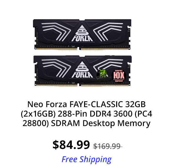 Neo Forza FAYE-CLASSIC 32GB (2x16GB) 288-Pin DDR4 3600 (PC4 28800) SDRAM Desktop Memory