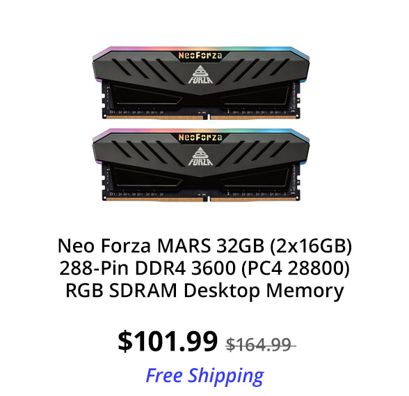 Neo Forza MARS 32GB (2x16GB) 288-Pin DDR4 3600 (PC4 28800) RGB SDRAM Desktop Memory
