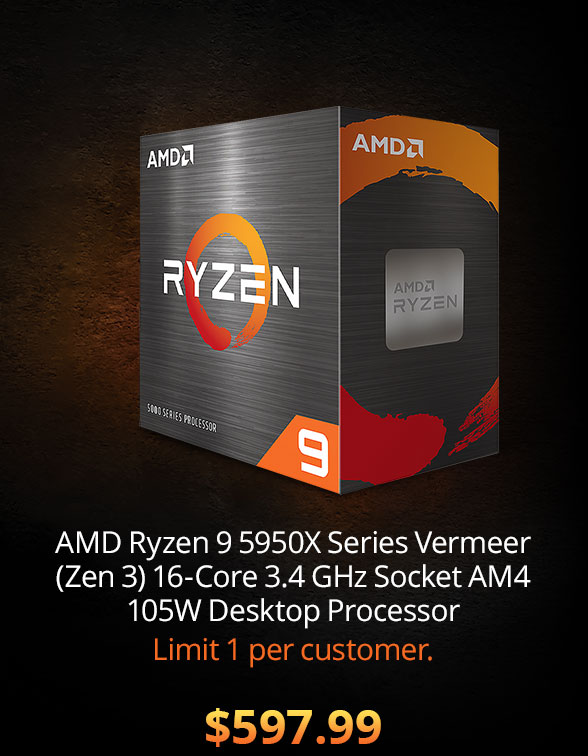 AMD Ryzen 9 5950X Series Vermeer (Zen 3) 16-Core 3.4 GHz Socket AM4 105W Desktop Processor