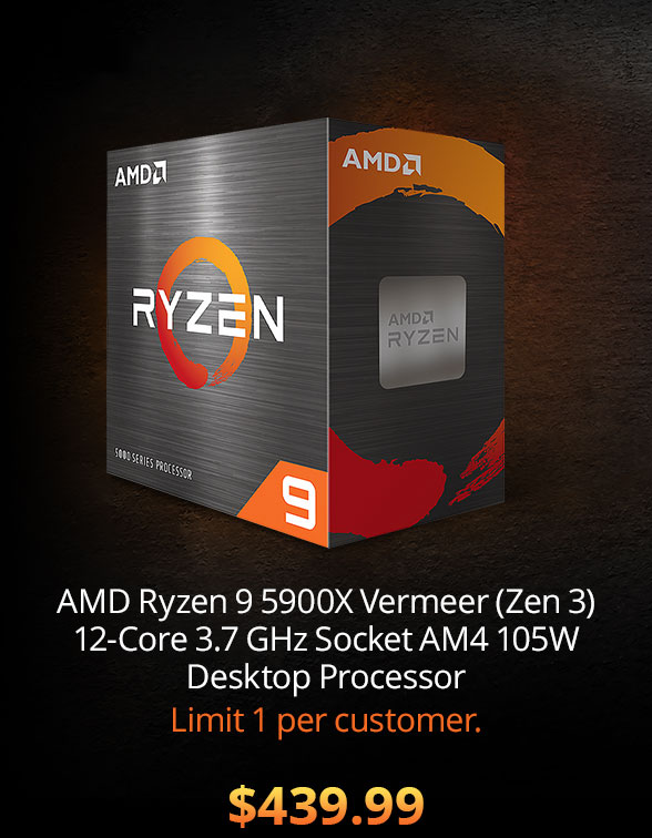 AMD Ryzen 9 5900X Vermeer (Zen 3) 12-Core 3.7 GHz Socket AM4 105W Desktop Processor