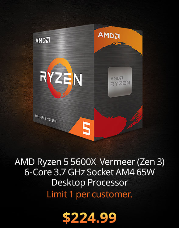 AMD Ryzen 5 5600X  Vermeer (Zen 3) 6-Core 3.7 GHz Socket AM4 65W Desktop Processor