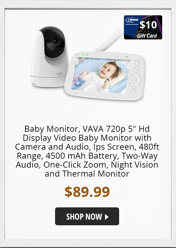 Baby Monitor, VAVA 720p 5" Hd Display Video Baby Monitor with Camera and Audio, Ips Screen, 480ft Range, 4500 mAh Battery, Two-Way Audio, One-Click Zoom, Night Vision and Thermal Monitor