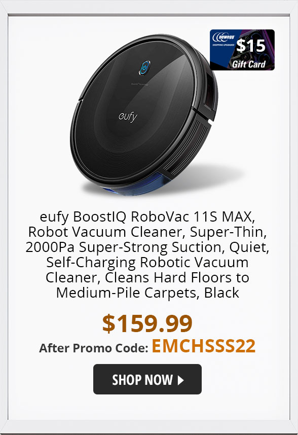 eufy BoostIQ RoboVac 11S MAX, Robot Vacuum Cleaner, Super-Thin, 2000Pa Super-Strong Suction, Quiet, Self-Charging Robotic Vacuum Cleaner, Cleans Hard Floors to Medium-Pile Carpets, Black