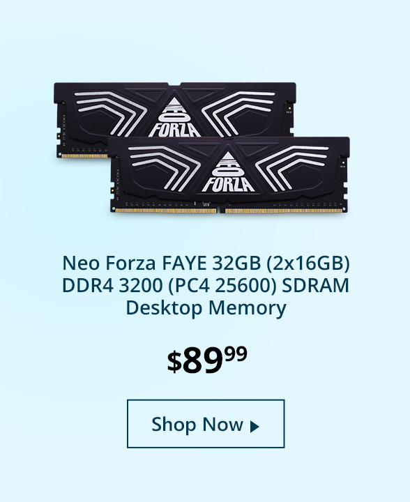 Neo Forza FAYE 32GB (2x16GB)  DDR4 3200 (PC4 25600) SDRAM Desktop Memory