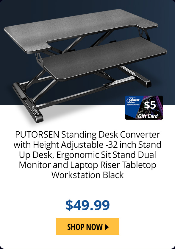 PUTORSEN Standing Desk Converter with Height Adjustable -32 inch Stand Up Desk, Ergonomic Sit Stand Dual Monitor and Laptop Riser Tabletop Workstation Black