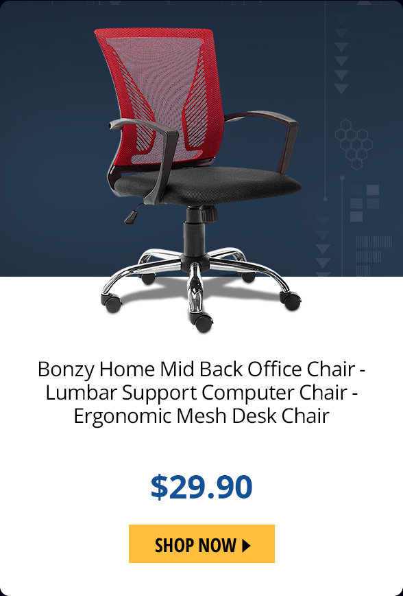 Bonzy Home Mid Back Office Chair - Lumbar Support Computer Chair - Ergonomic Mesh Desk Chair