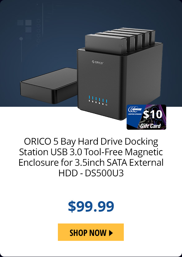 ORICO 5 Bay Hard Drive Docking Station USB 3.0 Tool-Free Magnetic Enclosure for 3.5inch SATA External HDD - DS500U3