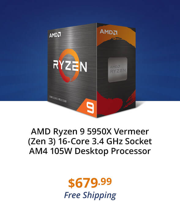 AMD Ryzen 9 5950X Vermeer (Zen 3) 16-Core 3.4 GHz Socket AM4 105W Desktop Processor