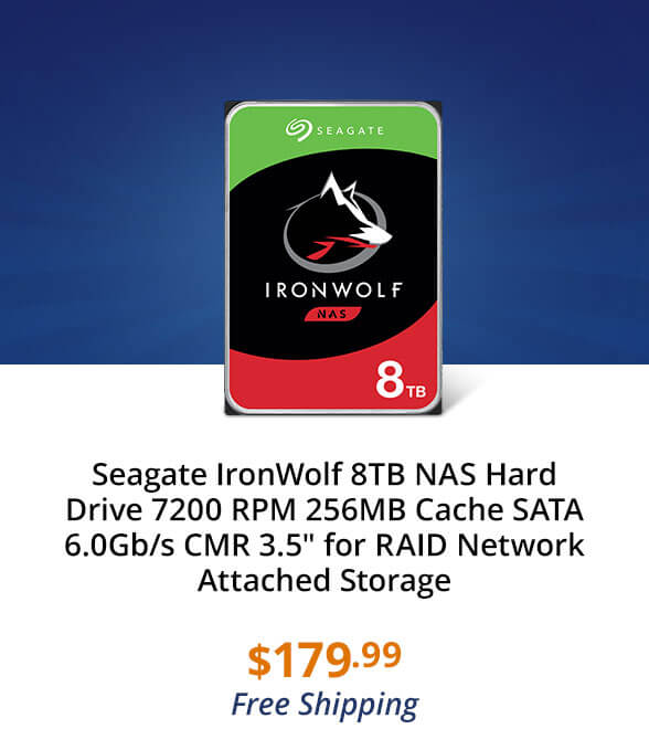 Seagate IronWolf 8TB NAS Hard Drive 7200 RPM 256MB Cache SATA 6.0Gb/s CMR 3.5" for RAID Network Attached Storage