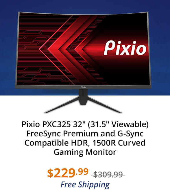 Pixio PXC325 32" (31.5" Viewable) FreeSync Premium and G-Sync Compatible HDR, 1500R Curved Gaming Monitor