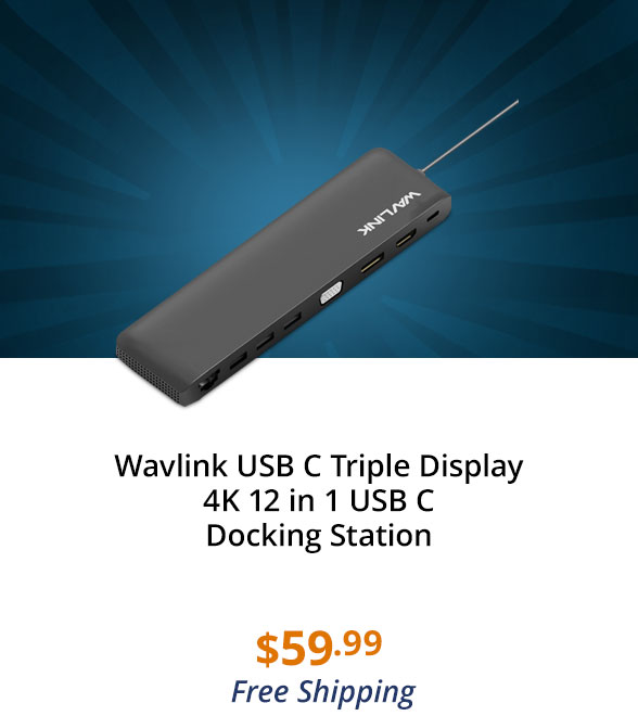 Wavlink USB C Triple Display 4K 12 in 1 USB C Docking Station