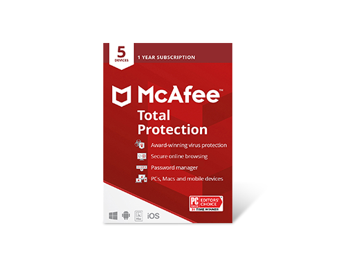 McAfee Total Protection 5 Devices / 1 Year (Key Card)
