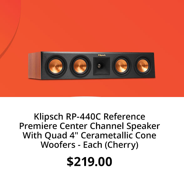 Klipsch RP-440C Reference Premiere Center Channel Speaker With Quad 4" Cerametallic Cone Woofers - Each (Cherry)