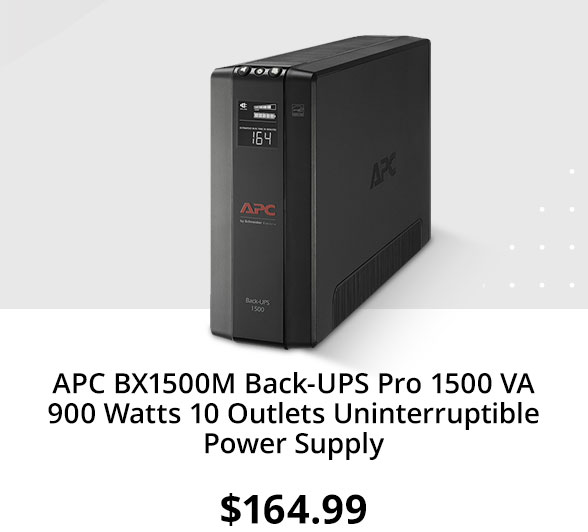 APC BX1500M Back-UPS Pro 1500 VA 900 Watts 10 Outlets Uninterruptible Power Supply