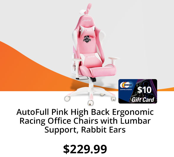 AutoFull Pink High Back Ergonomic Racing Office Chairs with Lumbar Support, Rabbit Ears