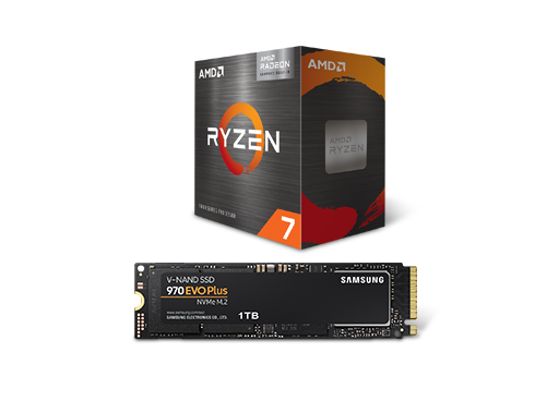AMD Ryzen 7 5700G Cezanne 65W Desktop Processor + SAMSUNG 970 EVO PLUS M.2 2280 1TB PCIe Internal SSD Combo
