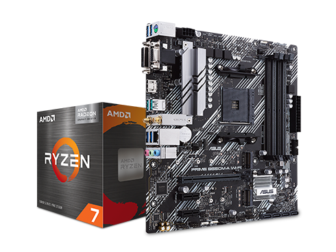 AMD Ryzen 7 5700G Cezanne (Zen 3) 65W Processor + ASUS Prime B550M-A WiFi Micro ATX Motherboard Combo