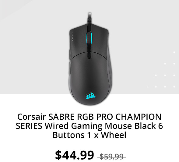 Corsair SABRE RGB PRO CHAMPION SERIES Wired Gaming Mouse Black 6 Buttons 1 x Wheel