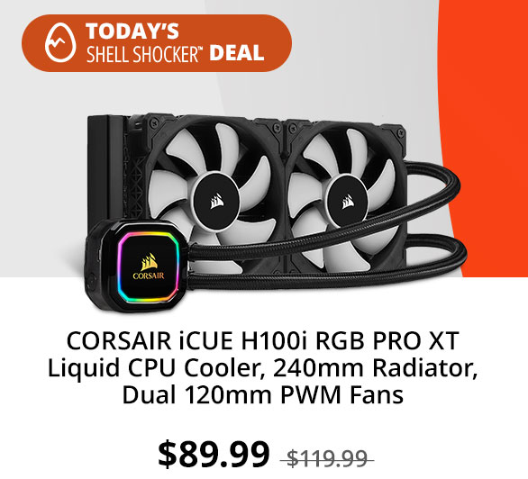 CORSAIR iCUE H100i RGB PRO XT Liquid CPU Cooler, 240mm Radiator, Dual 120mm PWM Fans