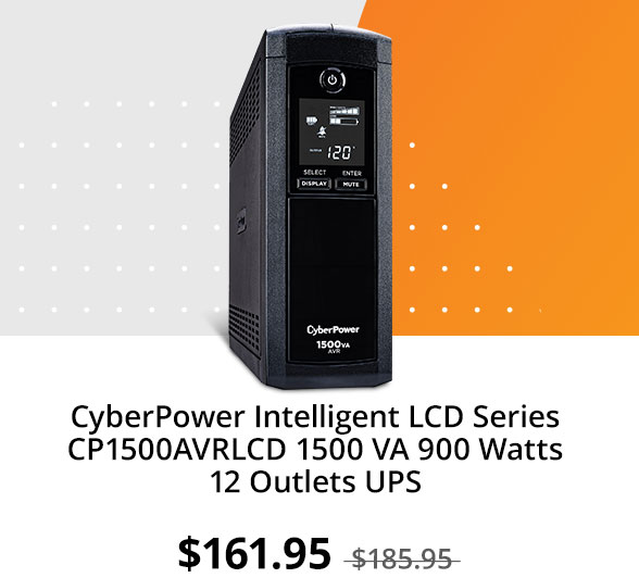 CyberPower Intelligent LCD Series CP1500AVRLCD 1500 VA 900 Watts 12 Outlets UPS