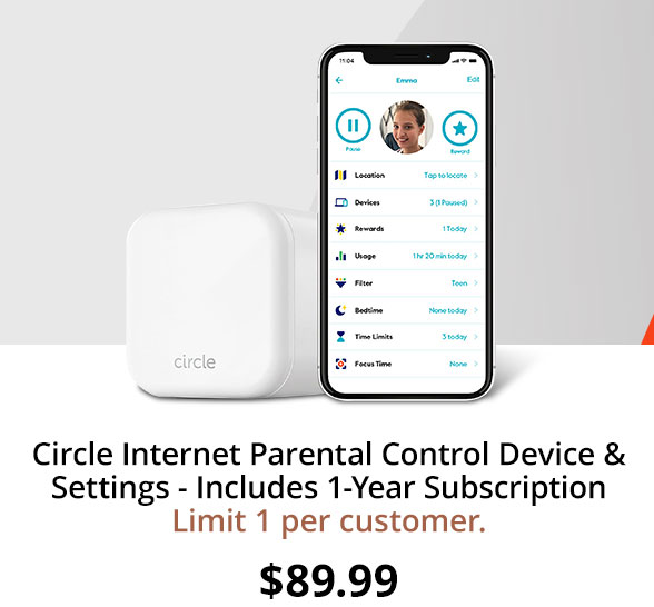 Circle Internet Parental Control Device & Settings - Includes 1-Year Subscription