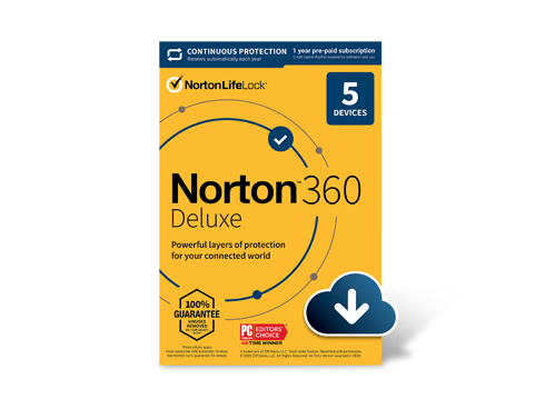 Norton 360 Deluxe 2022 for up to 5 Devices, 1 Year with Auto Renewal, Download