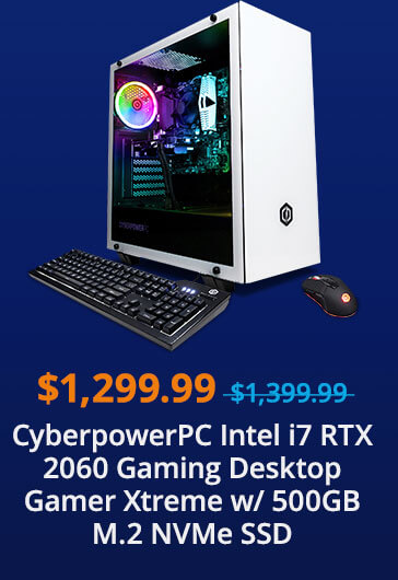 CyberpowerPC Intel i7 RTX 2060 Gaming Desktop Gamer Xtreme w/ 500GB M.2 NVMe SSD