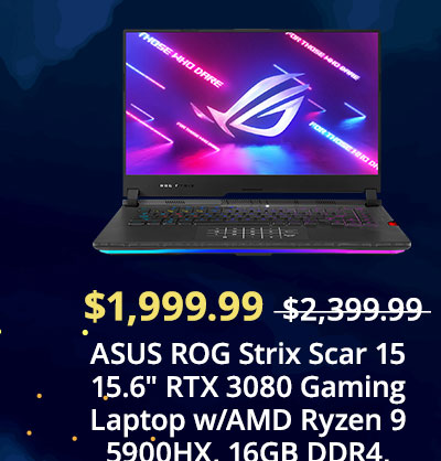 ASUS ROG Strix Scar 15 (2021) Gaming Laptop, 15.6 300Hz IPS Type FHD, NVIDIA GeForce RTX 3080, AMD Ryzen 9 5900HX, 16GB DDR4, 1TB SSD, Opti-Mechanical Per-Key RGB Keyboard, Windows 10 Home, G533QS-DS96