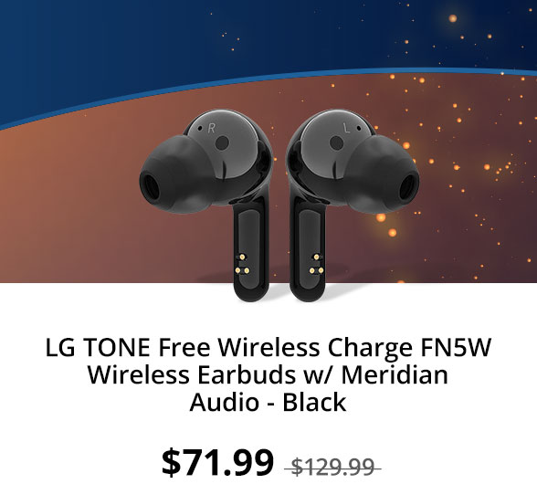 LG TONE Free Wireless Charge FN5W Wireless Earbuds w/ Meridian Audio - Black