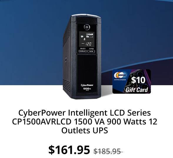 CyberPower Intelligent LCD Series CP1500AVRLCD 1500 VA 900 Watts 12 Outlets UPS