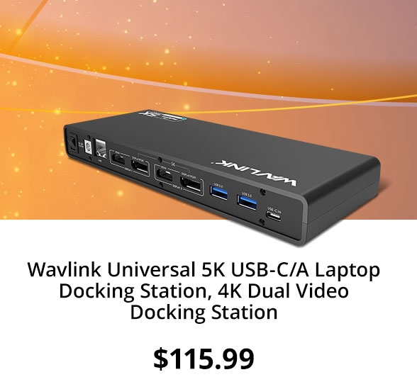 Wavlink Universal 5K USB-C/A Laptop Docking Station, 4K Dual Video Docking Station