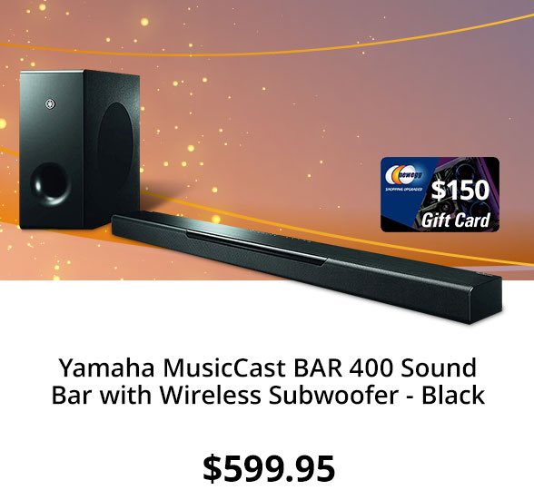 Yamaha MusicCast BAR 400 Sound Bar with Wireless Subwoofer - Black