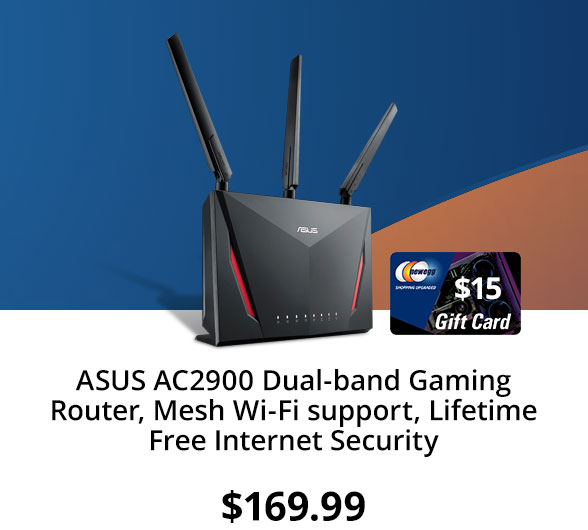 ASUS AC2900 Dual-band Gaming Router, Mesh Wi-Fi support, Lifetime Free Internet Security