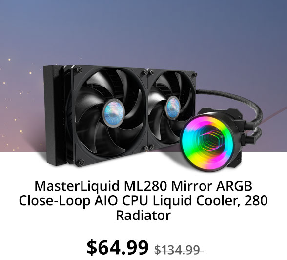 MasterLiquid ML280 Mirror ARGB Close-Loop AIO CPU Liquid Cooler, 280 Radiator