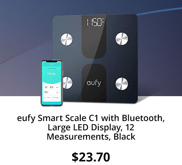 eufy Smart Scale C1 with Bluetooth, Large LED Display, 12 Measurements, Black