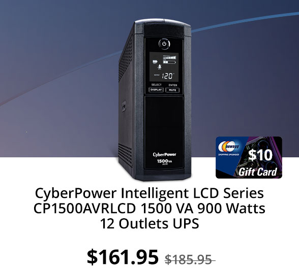 CyberPower Intelligent LCD Series CP1500AVRLCD 1500 VA 900 Watts 12 Outlets UPS