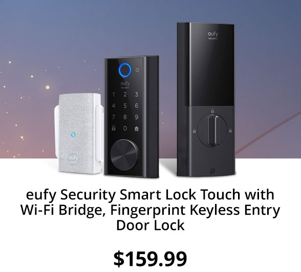 eufy Security Smart Lock Touch with Wi-Fi Bridge, Fingerprint Keyless Entry Door Lock