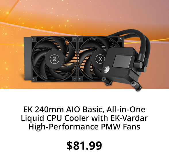 EK 240mm AIO Basic, All-in-One Liquid CPU Cooler with EK-Vardar High-Performance PMW Fans