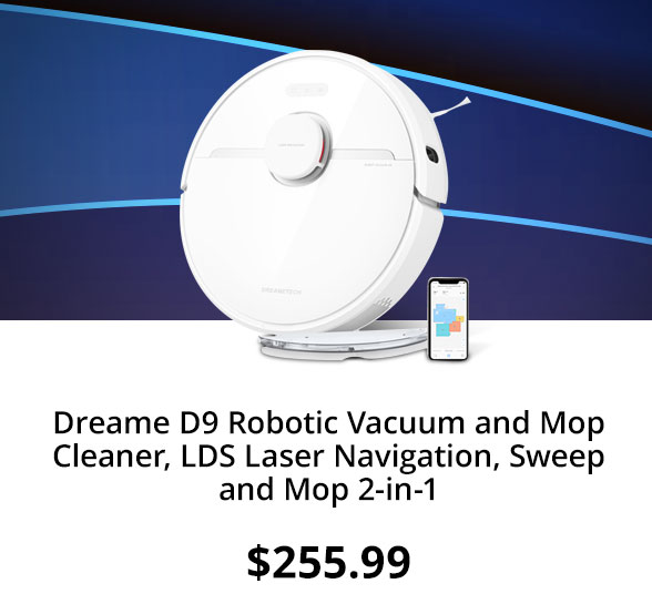 Dreame D9 Robotic Vacuum and Mop Cleaner, LDS Laser Navigation, Sweep and Mop 2-in-1