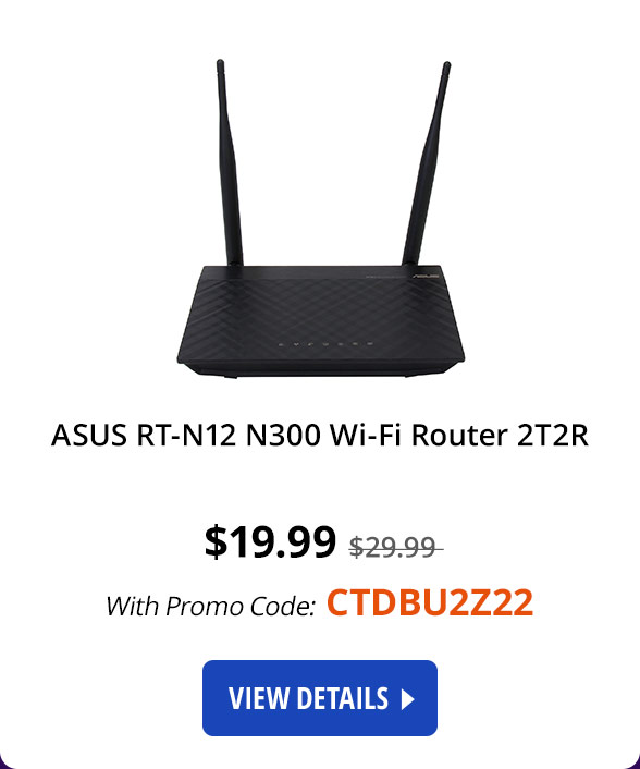 ASUS RT-N12 N300 Wi-Fi Router 2T2R MIMO Technology, 4K HD Video Streaming, VoIP, Up to 300 Mbps