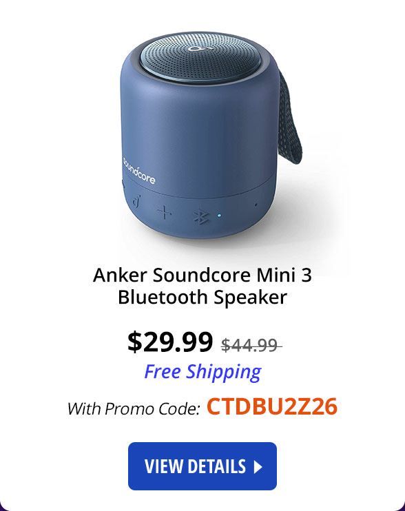 Anker Soundcore Mini 3 Bluetooth Speaker, BassUp and PartyCast Technology, USB-C, Waterproof IPX7, and Customizable EQ