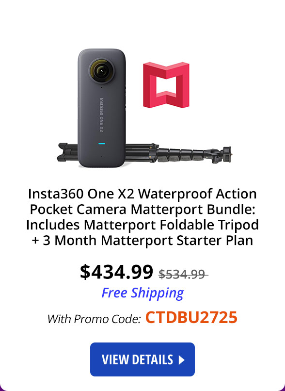 Insta360 One X2 Waterproof Action Pocket Camera Matterport Bundle: Includes Matterport Foldable Tripod + 3 Month Matterport Starter Plan