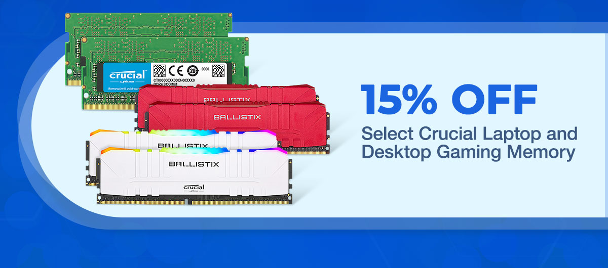 15% Off Select Crucial Ballistix Laptop and Desktop Gaming Memory