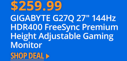 GIGABYTE G27Q 27" 144Hz HDR400 FreeSync Premium Height Adjustable Gaming Monitor