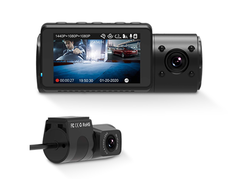 Vantrue N4 Dual Dash Cam 3 Channel 1440P Front & 1080P Inside & 1080P Rear Triple Dash Camera with Infrared Night Vision, Super Capacitor, 24 Hours Parking Mode, Motion Detection, Support 256GB Max