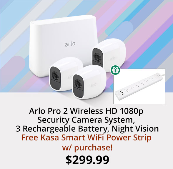 Arlo Pro 2 Wireless HD 1080p Security Camera System, 3 Rechargeable Battery, Night Vision