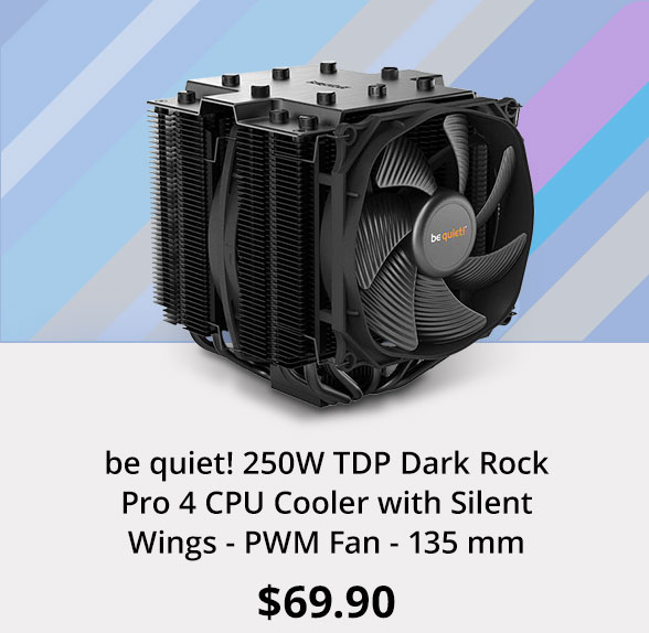 be quiet! 250W TDP Dark Rock Pro 4 CPU Cooler with Silent Wings - PWM Fan - 135 mm