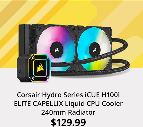 Corsair Hydro Series iCUE H100i ELITE CAPELLIX Liquid CPU Cooler 240mm Radiator